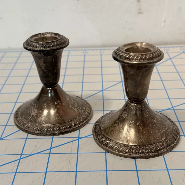 Vintage Pair ALVIN Sterling Silver Candle Stick Holders S41 Weighted