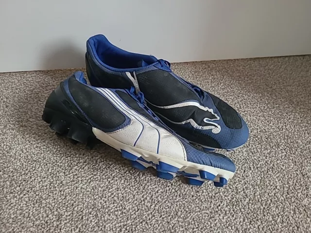 Puma v1.08 FG Mens Football Boots Size UK 9 - Blue/Black - Used Condition Retro