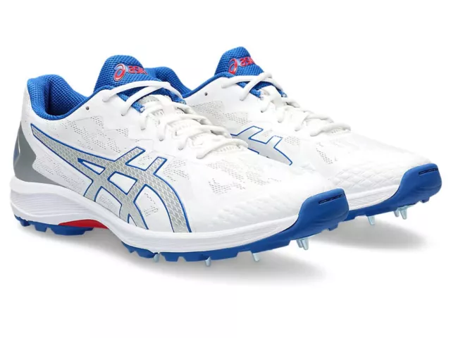 2024 Asics Unisex Strike Rate FF White Pure Silver Cricket Shoes - Free P&P