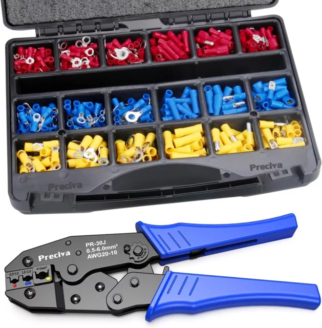 Insulated Ratcheting Wire Terminals Crimping Tool Kit of AWG22-10 (0.5-1.5Mm²) (