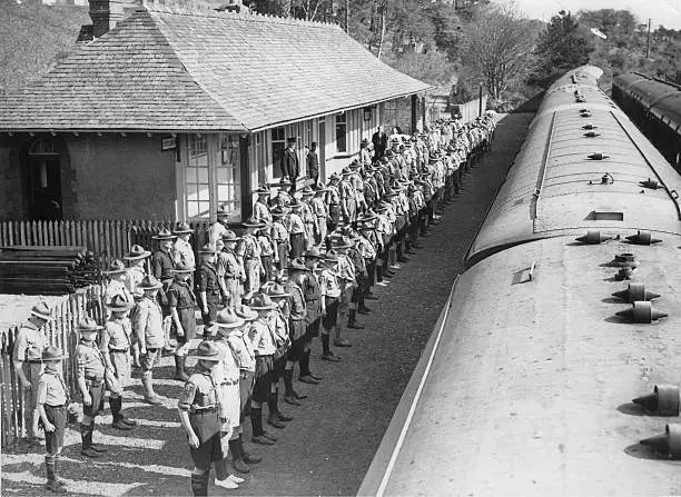 Two hundred scouts cross England and Scotland by train Morning Par- Old Photo