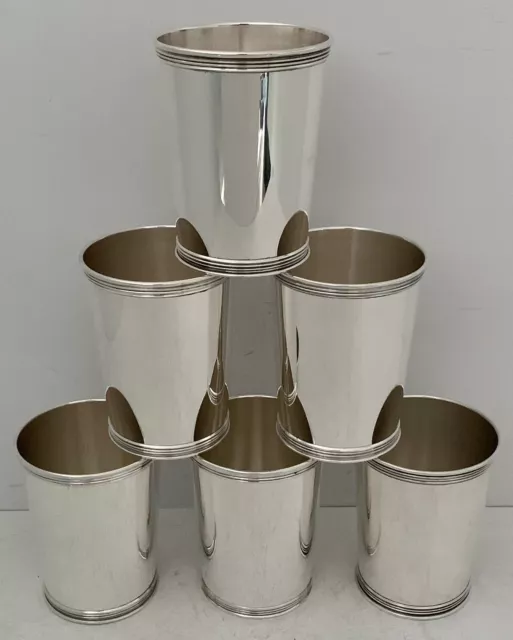 Set Of 6 Nice Sterling Full Size Mint Julep Cups By Manchester #3759 No Monogram