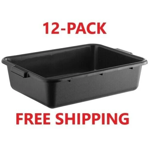12-Pack 20" x 15" x 5" Polyethylene Plastic Bus Tub Bus Box Black Restaurant New