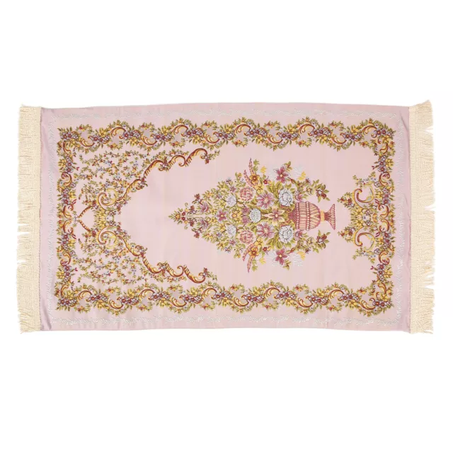 Embroider Vase Prayer Carpet Polyester Pilgrimage Prayer Rug(Light Violet) WIK
