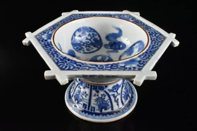 M6969:XF Japanese Old Imari-ware Blue&White Celadon HAISEN bowl for washing