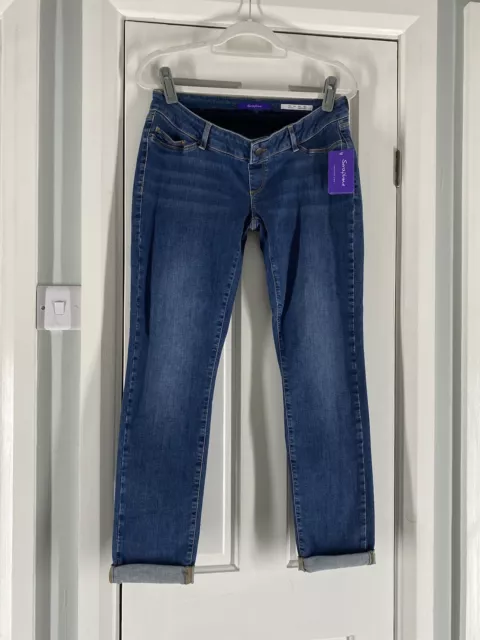 Seraphine Maternity Jeans size UK 10 Blue Carson Straight Leg Over Bump Stretch