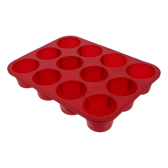 1 pieza Muffin Cupcake de silicona ángulo de horneado antideslizante Muffin Pan molde para hornear (rojo)