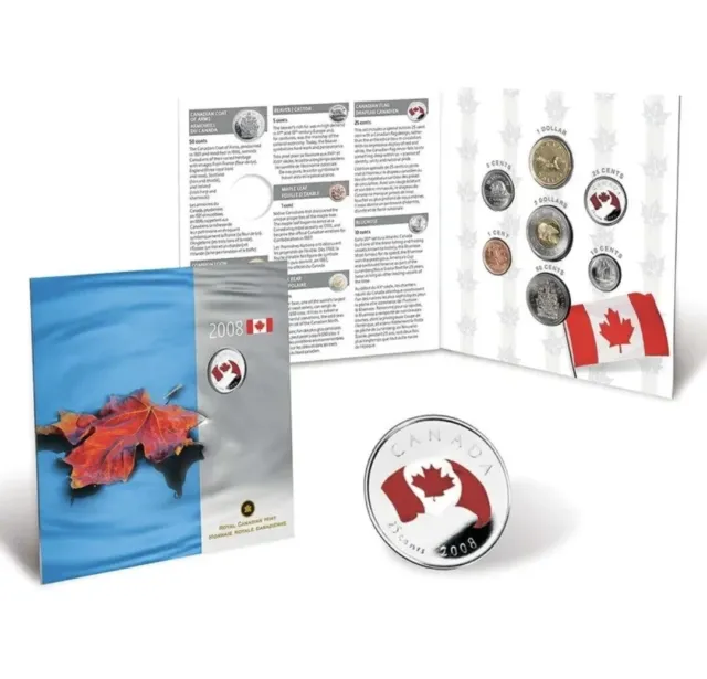 2008 Commemorative Coin Set with Coloured 25-cent Canada 🇨🇦. $2 Dollar