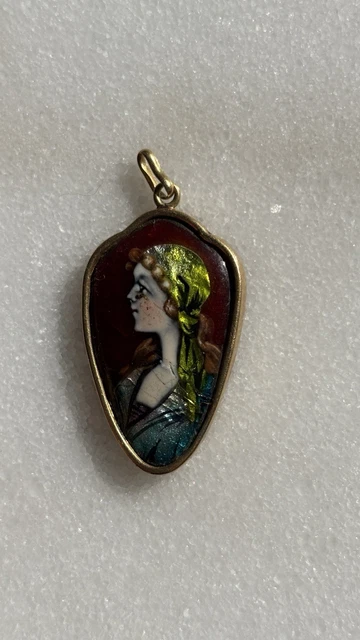 Pendentif Vintage Signé P&M Paris - Doré émail Et Ambre - Bijou Fantaisie