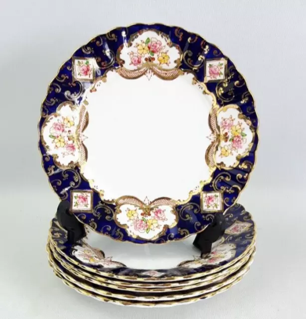 Royal Stafford Heritage 6x Bone China 16.5cm Tea Side Plates -Cobalt Blue & Gilt