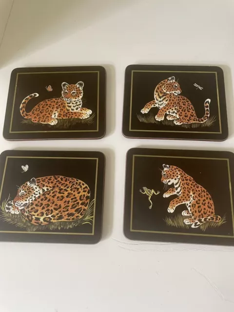 Lynn Chase Jaguar Jungle  Coasters Set Of 4, Vintage