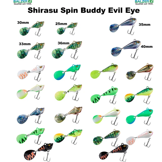 Balzer Shirasu Spin Buddy Evil Eye 8g 12,5g 17g 21g Jig Spinner Light 6g, 12g