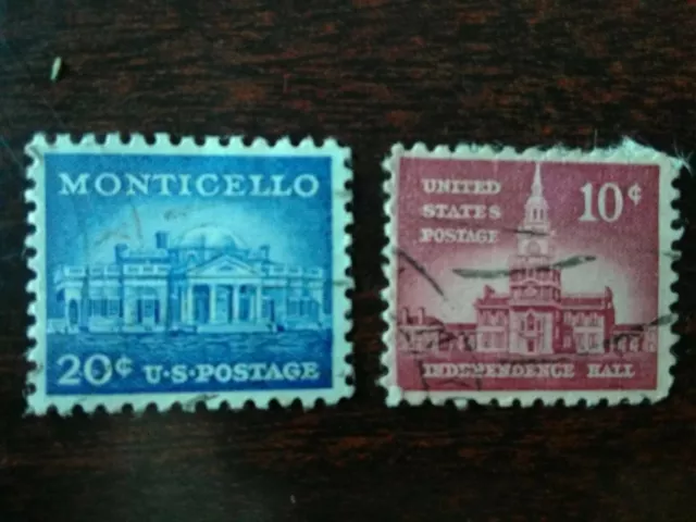 2 Francobolli Stati Uniti United States of America U.S.A. Monticello