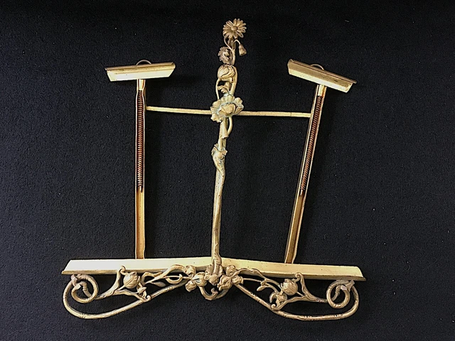 Superbe Broche Art Nouveau Double Cadre En Laiton Doré - Années 1910-1920, état Excellent