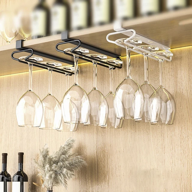 Étagère à Vin Murale En Métal Noir – Porte-verres Suspendu Pour 6 Verres – Pour Cuisine, Bar, Cave – Installation Facile - 10