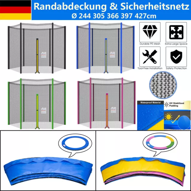 Trampolin Randabdeckung Schutznetz Ersatzteile Stangen für 244 305 366 397 427cm