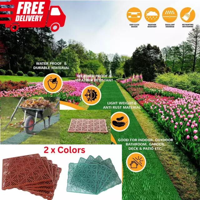 patio walkway grid interlocking non slip garden lawn path plastic tiles decking