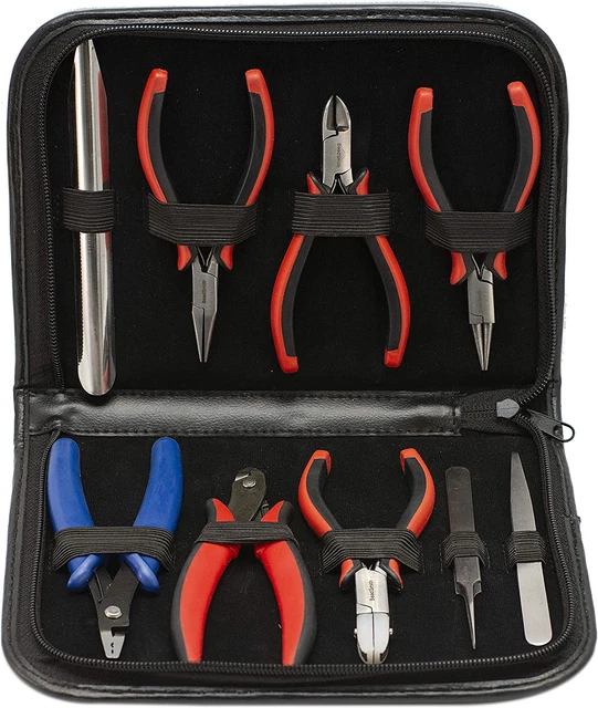Deluxe Beader’S Tool Set-9Pcs: Ergo Round, Chain, Tungsten Carbide Cutter, Nylon