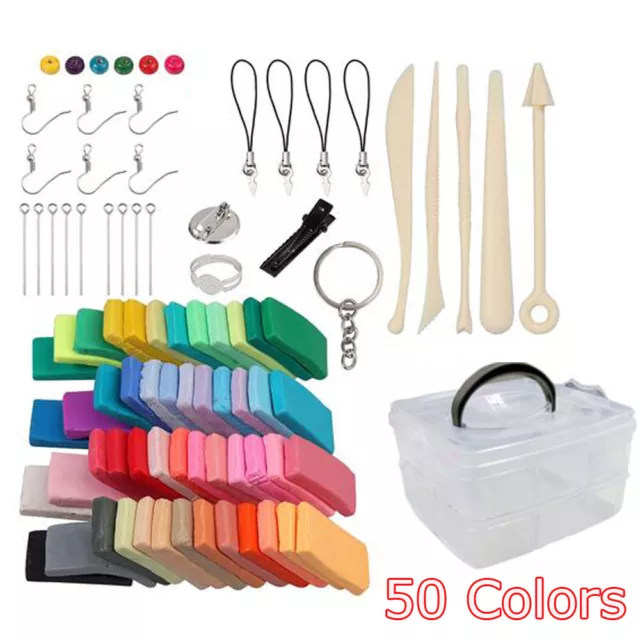 50 Farben Fimo Soft Polymer Ton Ofen Clay Modellierung Knete Modelliermasse Kit