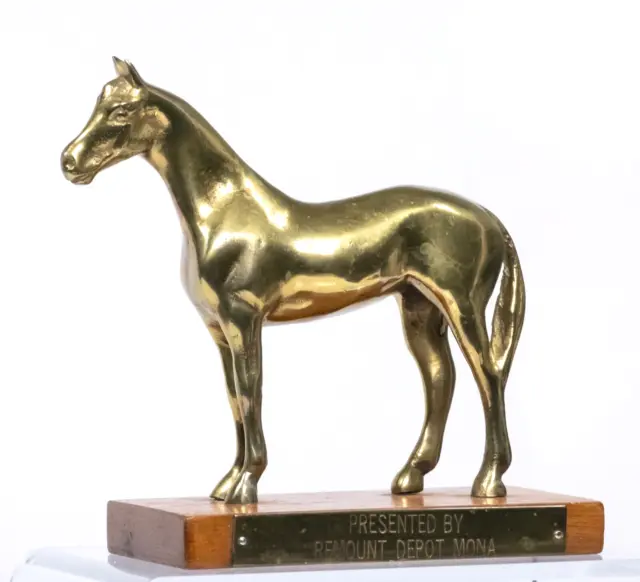 Vintage Brass Arabian Horse Show Trophy Army Remount Depot Mona Pakistan