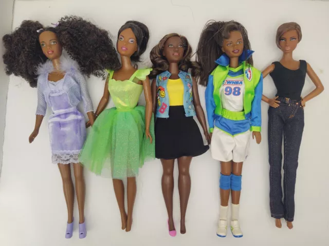 LOT OF FIVE Mattel African-American Black Barbie Dolls Lot 3 $31.00 ...