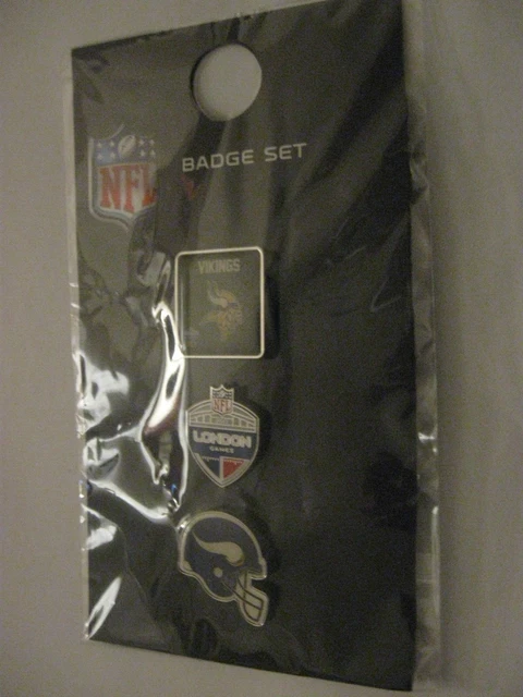 2017 Nfl London Minnesota Vikings American Football Set Of 3 Metal Pin Badges