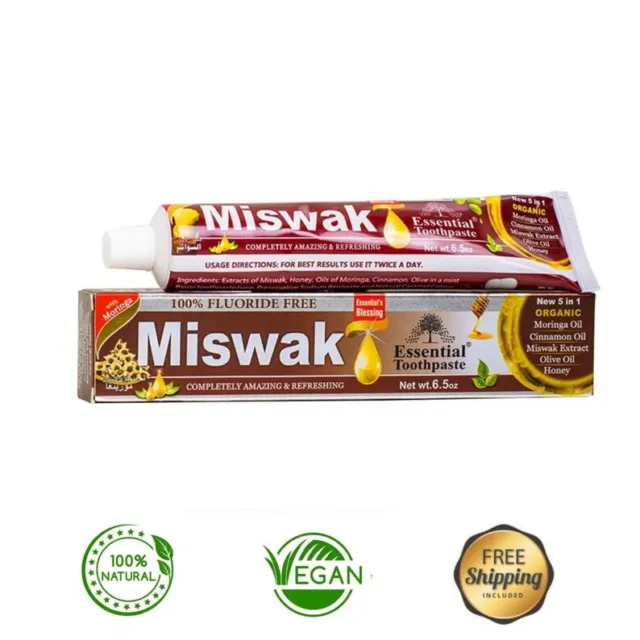 Miswak Toothpaste 5 in 1 Essential 100% Fluoride Free & Vegetable Base Organic