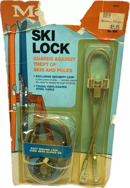 Master Lock Ski Lock Combination Padlock No 859 Vinyl Coated 48" Steel Cable NOS