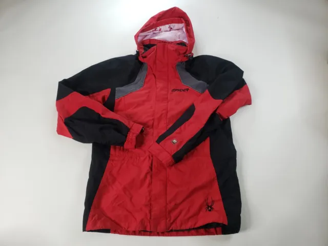 Spyder Ski Jacket Boys 20 Red Insulated Removable Hood Xscap Winter Snow Coat