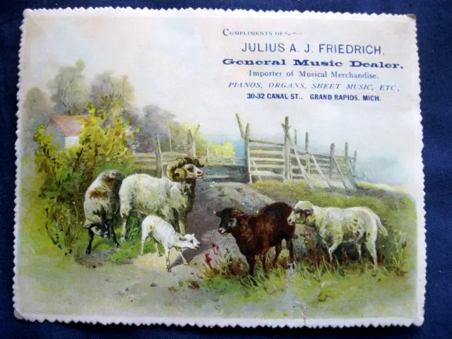 Victorian Trade Card Julius A.J. Friedrich Grand Rapids MI BIG HORN Sheep WW