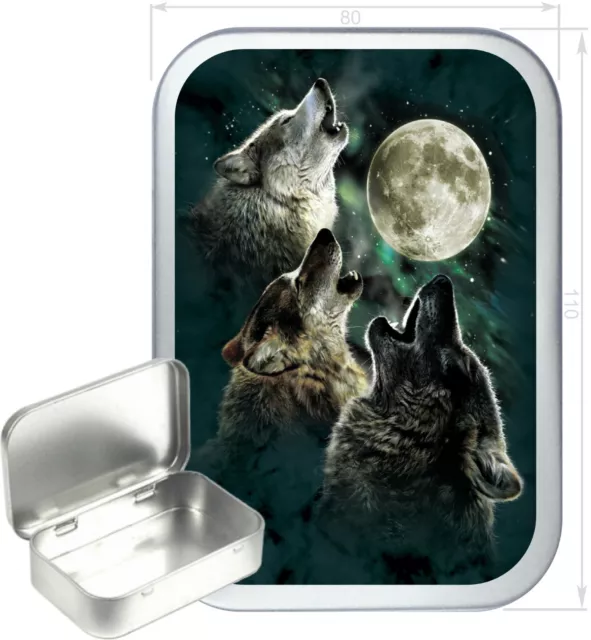 Wolf Chorus Gift Box,150ml Silver Hinged Tin,Tobacco Tin, Storage Tin