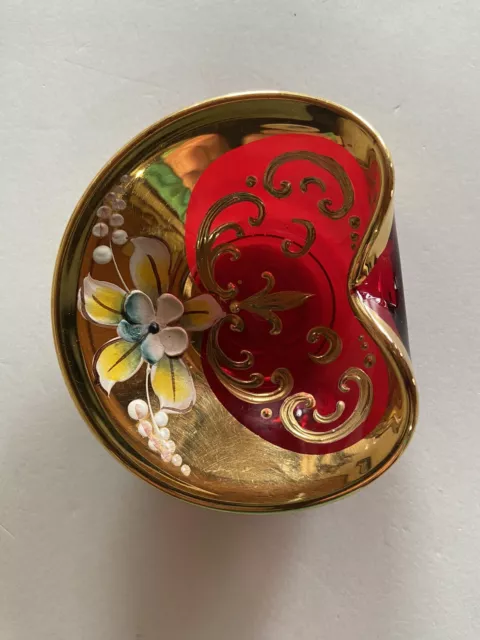 Murano Italian Glass Ashtray/Dish Gold Gilt Hand Painted Vimax PO/27