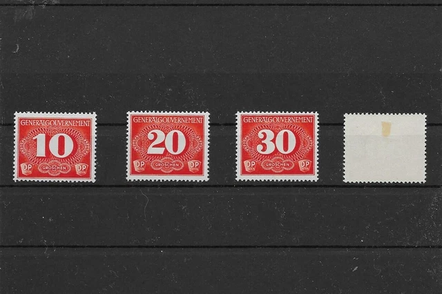 Generalgouvernement Zustellungsmarken 1 - 4 mit Falzrest :