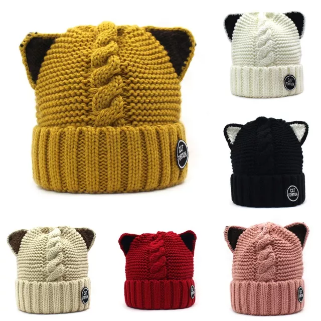 Bonnet chaud pour femmes automne et hiver dessin animé mignon drôle laine  tricoté bonnet drôle
