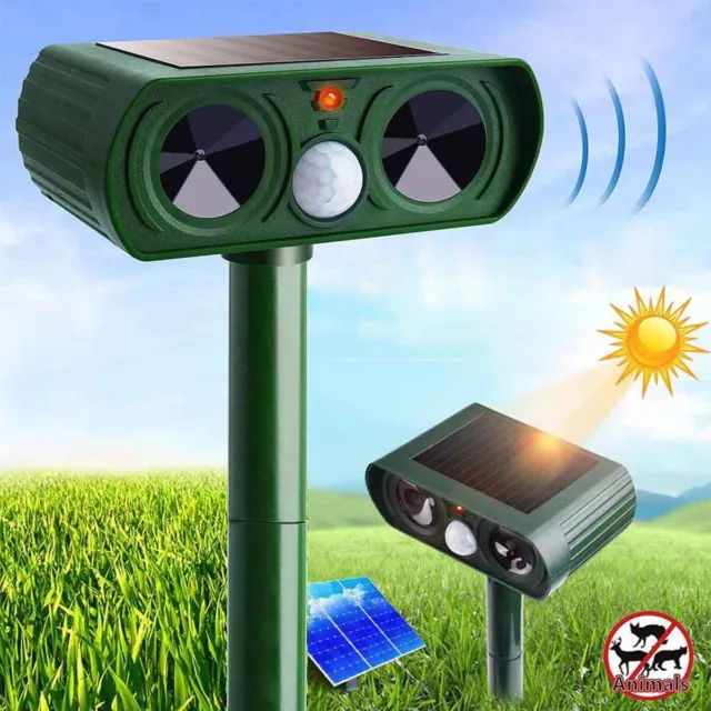 Ultrasonic Animal Repeller Solar Powered, Pest Dog & Cat Repellent, Waterproof