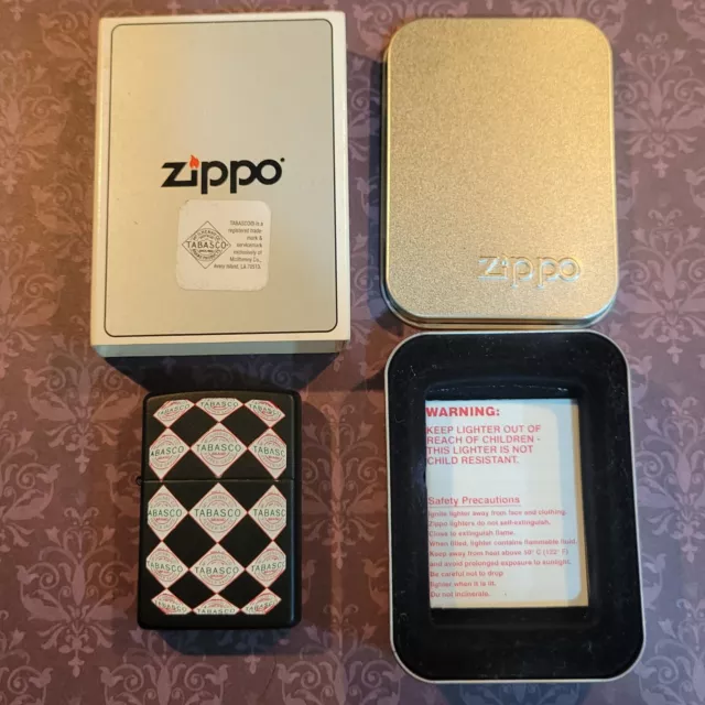 Zippo 1997 Lighter Tabasco Labels With Box. NEW UNUSED. RARE Sealed