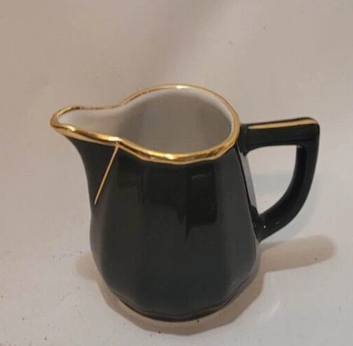 Apilco green with gold band creamer milk jug bistro ware smaller size