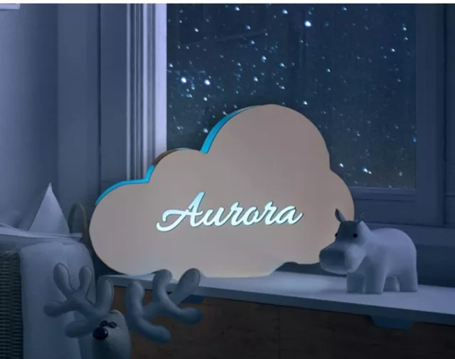 IDEA REGALO BATTESIMO - Lampada personalizzata con nome a forma di nuvola  EUR 29,90 - PicClick IT
