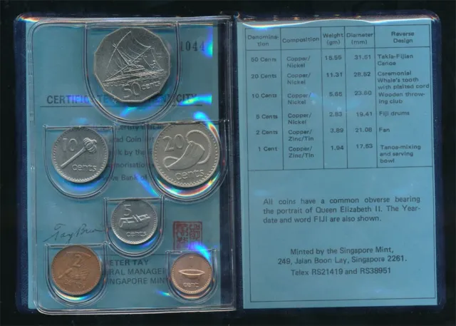 FIJI: 1984 Uncirculated Coin Set in Original Wallet, Mintage: 5000