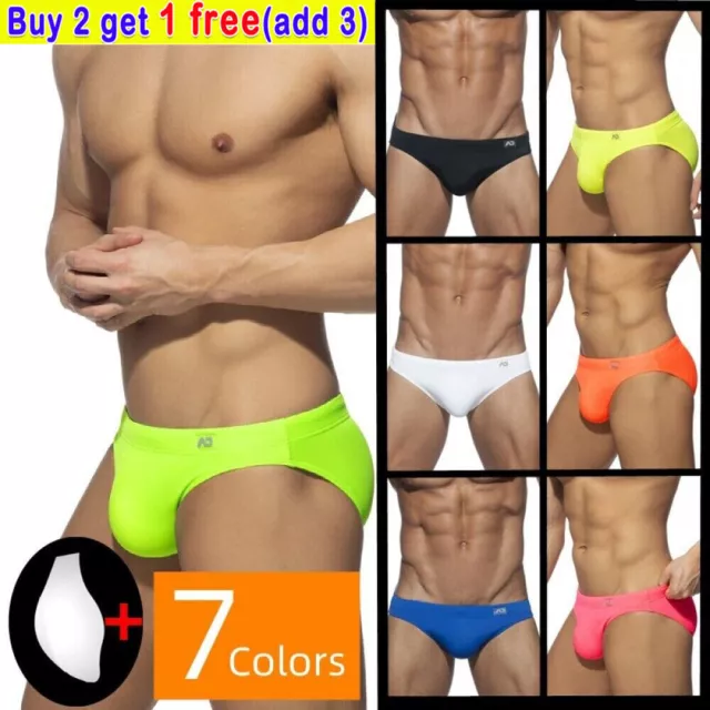 Mens Low Waist Swimming Shorts Swim Briefs TrunksPants Swimsuit With Pads