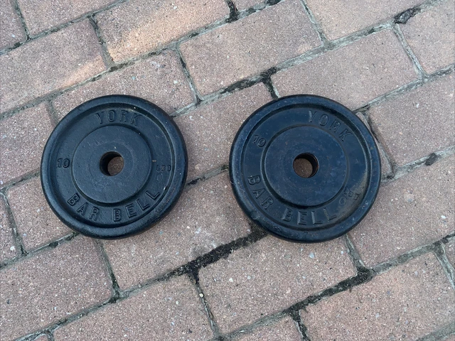 Poids De Musculation Vintage Roberts - 4 Plaques De 10 Lb (4,5 Kg) + Colliers - Trous 1-1/8" - Occasion