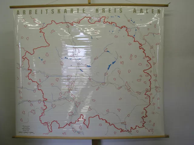 School Wall Map Card Circle Aalen Nuremberg Stuttgart 66 1/2x57 1/8in ~ 1960