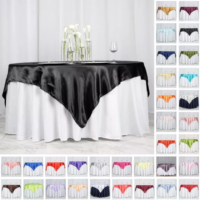 30 SATIN SQUARE 72x72" Table OVERLAYS Wedding Party Catering Wholesale Linens