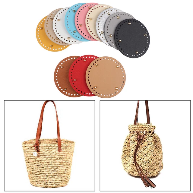 BORSA ALL UNCINETTO CON Fondo In Pelle Rotonda Per Fare Tappetino Con borsa-all-uncinetto-con-fondo-in-pelle-rotonda-per-fare-tappetino-con