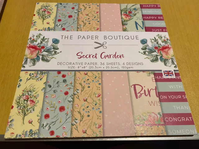 The Paper Boutique - Secret Garden - Decorative Papers - 36 8x8 Sheets - New