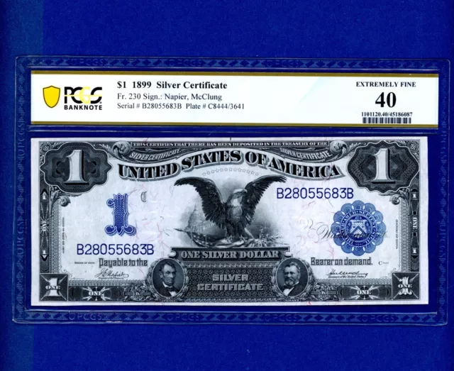 1899 $1 Black Eagle Silver Certificate Pcgs 40 Extremely Fine