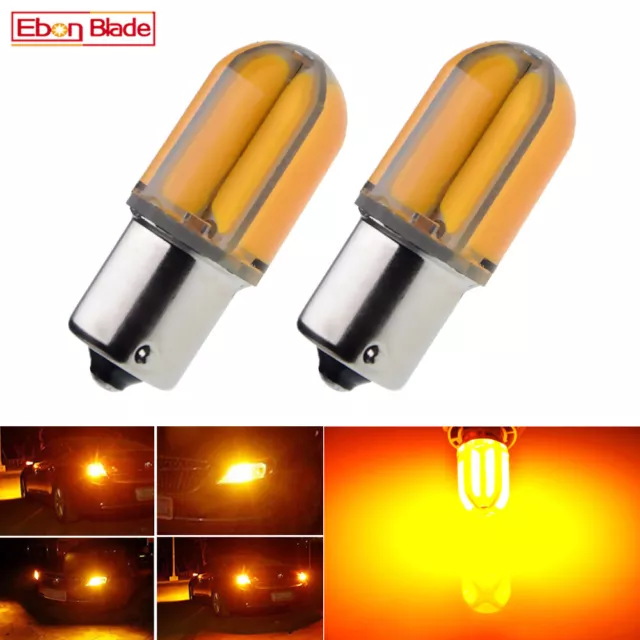 2X 1156 BA15S P21W LED Car Lights Amber Orange Silica Turn Signal Bulb Lamp 12V