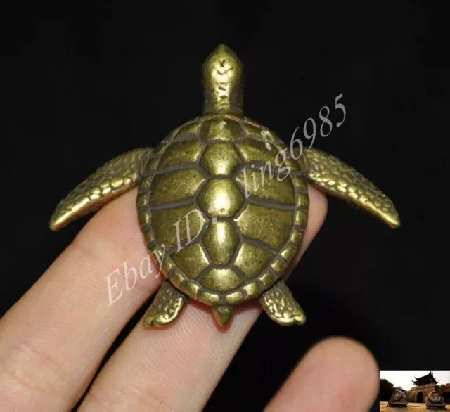 Old Chinese Fengshui Pure Bronze Longevity Animal Turtle Tortoise Statue