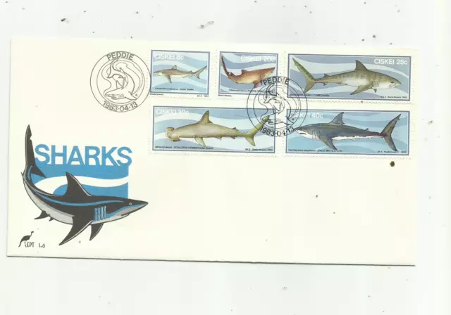 Ciskei. 13/4/1983.   Tiburones.  Cubierta para primer día.