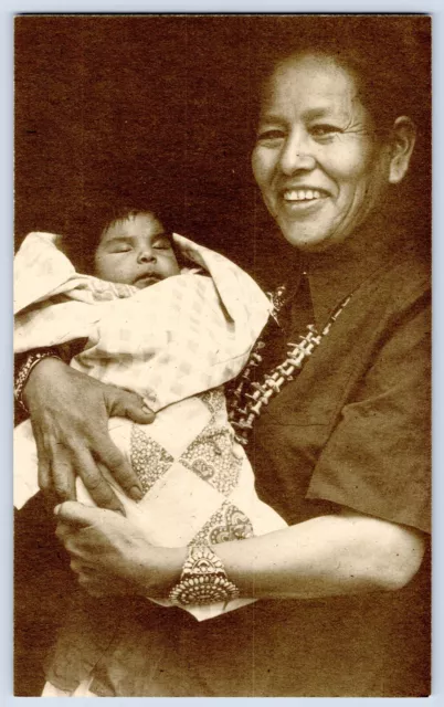 First Laugh Ceremony ￼Photograph of Rose Butler & son vintage postcard Navajo